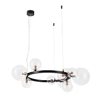 Люстра подвесная Vincent A7790SP-10BK Arte Lamp прозрачная на 10 ламп, основание чёрное в стиле современный шар Люстра подвесная Vincent A7790SP-10BK Arte Lamp прозрачная на 10 ламп, основание чёрное в стиле современный шар